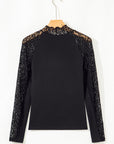 Leopard Mesh Patchwork Long Sleeve Top