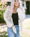 Berkley Button Up Knitted Sleeves Hooded Jacket