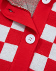Checker Christmas Tree Buttoned V-Neck Cardigan Sweater