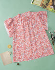 Jamie Plus Size Floral Print Ruffled Sleeve Frilled Neck Blouse