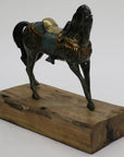Large Original Loving Horse with his Saddle Western Art Cowboy Bronze Sculpture