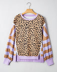 Olivia Stripe Leopard Casual Sweatshirt