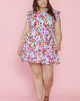 Lenora Ruffled Cap Sleeve Plus Size Mini Dress