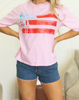 Flag Bow Crewneck Graphic Tee