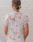 Lilian Floral Mandarin Collar Top