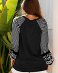 Stripe Patchwork Raglan Long Sleeve Top