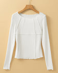 Ribbed Knit Reverse Seam Long Sleeve Top