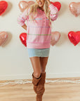 Miriam Stripes Baggy Henley Sweater