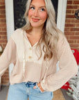 River Waffle Hooded Long Sleeve Top