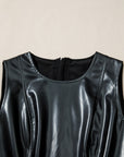 Faux Leather Ruffle Hem Sleeveless Mini Dress