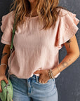Sabrina Tiered Ruffled Short Sleeve Blouse