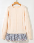 Mary Cable Texture Bohemian Ruffle Hem Sweater