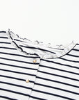 Emryn Striped Ruffled Buttoned Long Sleeve Top