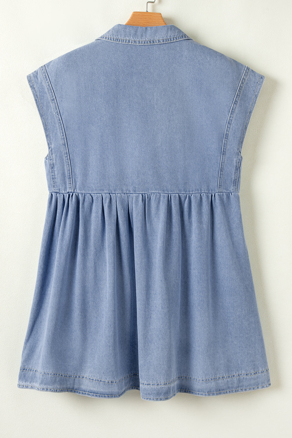 Laney Lapel Neck High Waist Denim Babydoll Dress