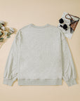 Plus Size Bow Embroidered Drop Shoulder Sweatshirt