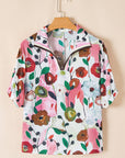 Adele Floral Slit V Neck Blouse