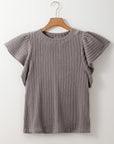 Brynn Textured Flutter Sleeve Top