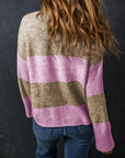 Renata Stripe Crew Neck Wide Sleeve Colorblock Sweater