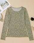 Amber Vintage Floral Mesh Long Sleeve Top