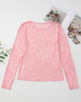 Amanda Floral Lace Sheer Long Sleeve Top