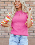 Phoenix Ribbed Short Sleeve Sweater