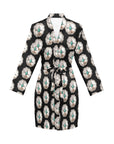 Silver Concho Women's Long Sleeve Belted Satin Feel Dressing Lounge Robe