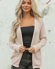 Solid Hollow Knit Open-Front Cardigan