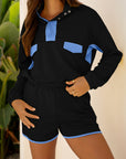 Colorblock Patchwork Pullover and Shorts Set