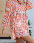 Abstract Long Sleeve Mini Dress