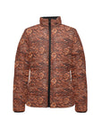 Tooled Leather Print Puffy Bomber Jacket