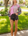 Boho Floral Patchwork Bubble Sleeve Blouse