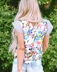 Mariah Floral Striped Ruffled Sleeve Blouse