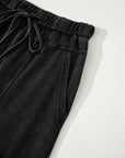 Mineral Wash Reverse Seam Drawstring Elastic Waist Pants
