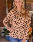 Alora Animal Print Stitching Loose Long Sleeve Top