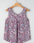 Floral Pleated Button Up Tank Top