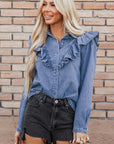 Trinity Denim Ruffled Casual Top