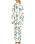 Turquoise Christmas Cactus Women's Western Pajamas