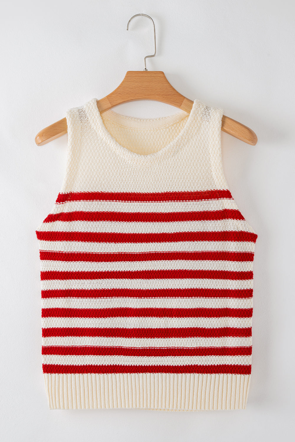 Robin Textured Knit Ribbed Hem Sweater Tank Top