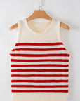 Robin Textured Knit Ribbed Hem Sweater Tank Top