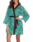 All Turquoise Women's Lounge Kimono Robe
