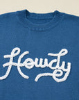 Western Howdy Embroidered Crewneck Sweater