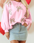 Laila Bow Lantern Sleeve Oversized Sweatshirt