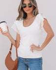 Andi Eyelet Ruffle Sleeve Slim Fitted Top
