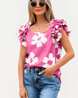 Mazie Floral Ruffled Short Sleeve Blouse