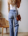 Madilyn Distressed Raw Hem Straight Leg High Waist Jeans