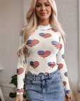 Americana Heart Mesh Long Sleeve Bodysuit