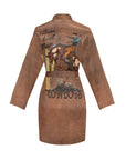Them Cowboys Western Women's Long Sleeve Belted Satin Feel Dressing Lounge Robe