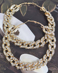 80mm Stoned Chain Hoop Earring