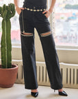 Cut Out Rhinestone Jeans -clearance