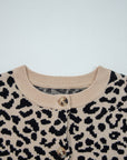 Leopard Drop Shoulder Chunky Cardigan Sweater